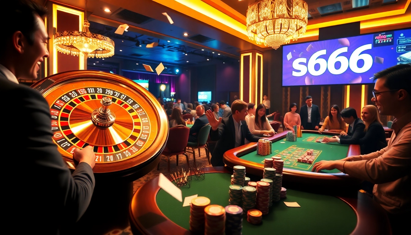 Experience the thrill of gambling at a casino with vibrant tables and the inviting "s666 đăng nhập" interface, perfect for players seeking excitement.