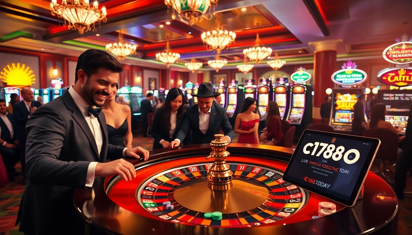 Players enjoying a thrilling roulette game in a casino while engaging online at https://c168.today/.